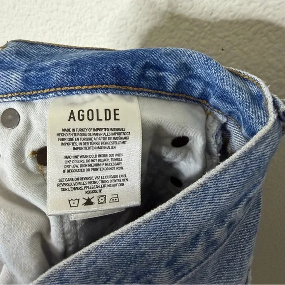 Agolde Riley Crop High Rise Straight Jeans Haven Womens Blue Size 29 - Picture 7 of 8